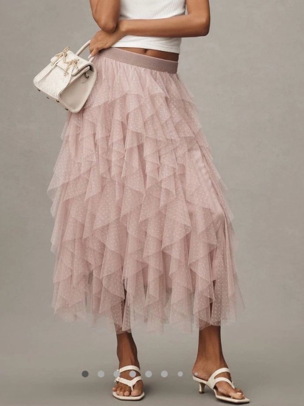 Anthropologie Cheri Tulle Skirt Pink Swiss Dot